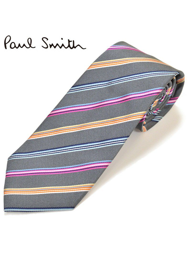 ネクタイ ポールスミス Paul Smith メンズ ストライプ柄 シルク サイズ剣幅8cm eps18w006 AE04-70 ライトグレー OEO