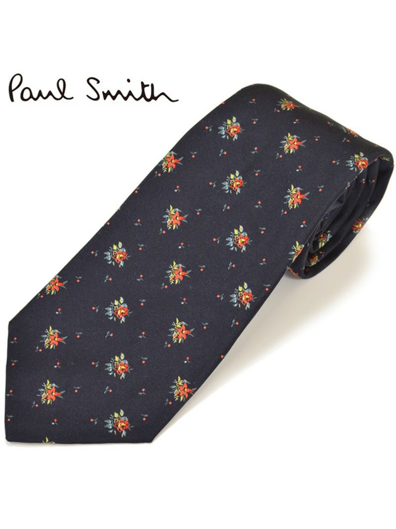 ネクタイ ポールスミス Paul Smith メンズ フラワー柄 花柄 シルク サイズ剣幅8cm eps18w010 AE22-47 ネイビー OEO