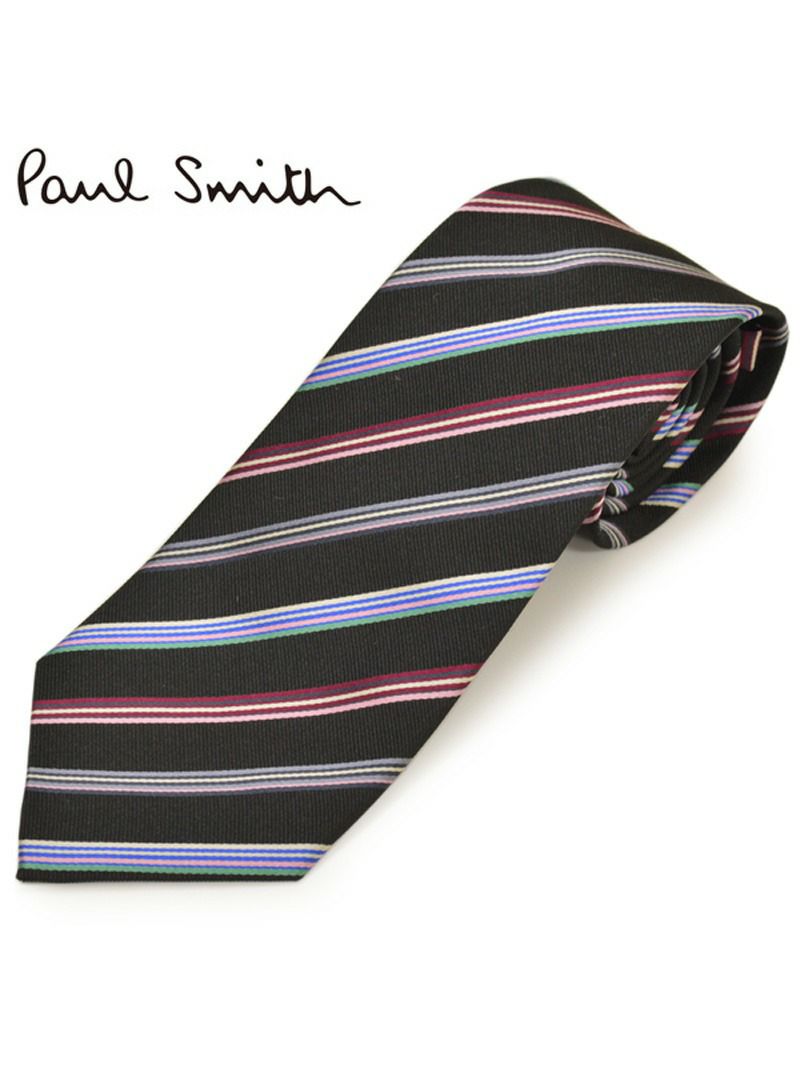 ネクタイ ポールスミス Paul Smith メンズ ストライプ柄 シルク サイズ剣幅8cm eps18w013 AE04-79 ブラック OEO