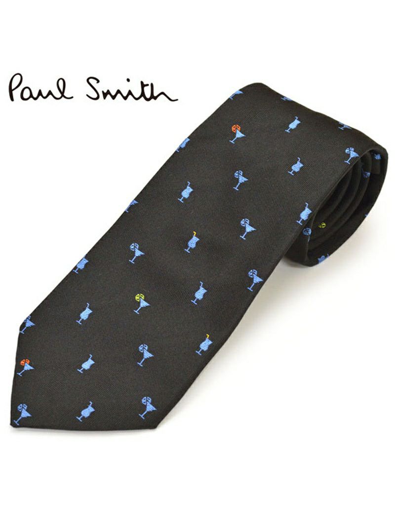 ネクタイ ポールスミス メンズ Paul Smith カクテルグラス柄シルクネクタイ(サイズ剣幅8cm)eps19w002 ALU4-79 ブラック OEO