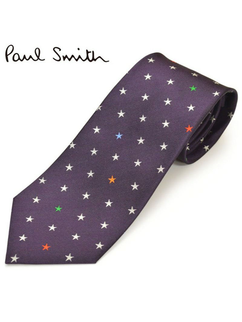 ネクタイ ポールスミス メンズ Paul Smith スター柄シルクネクタイ(サイズ剣幅8cm)eps19w003 ALU7-28 パープル OEO