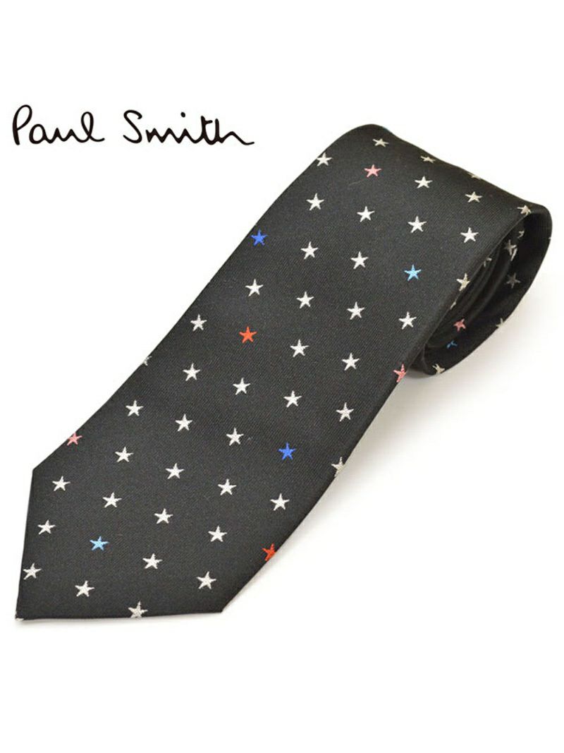 ネクタイ ポールスミス メンズ Paul Smith スター柄シルクネクタイ(サイズ剣幅8cm)eps19w005 ALU7-79 ブラック OEO