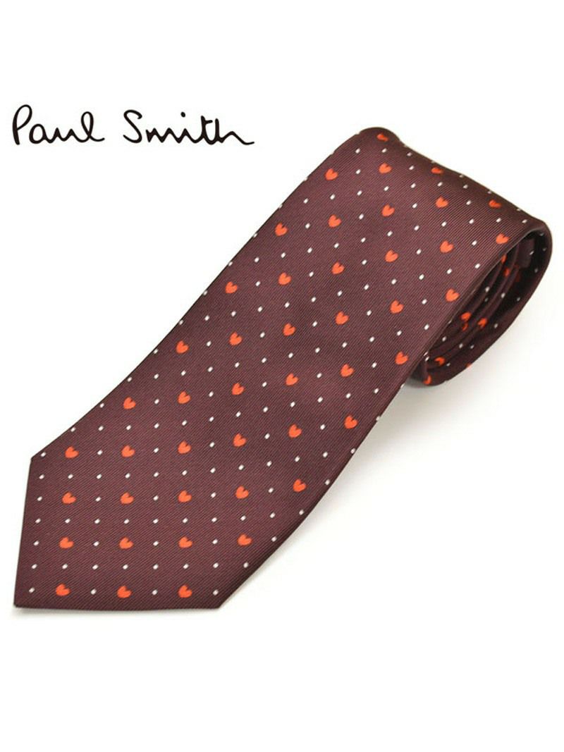 ネクタイ ポールスミス メンズ Paul Smith ハート＆ドット柄シルクネクタイ(サイズ剣幅8cm)eps19w008 ALU10-28 ボルドー OEO