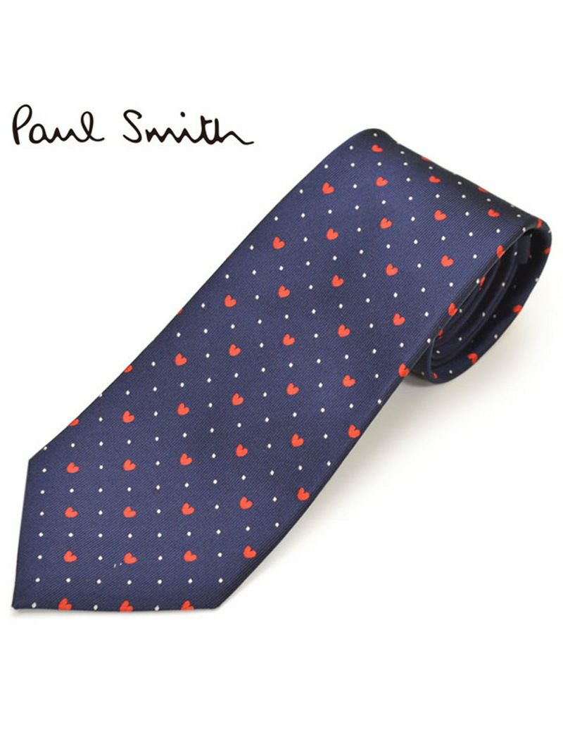 ネクタイ ポールスミス メンズ Paul Smith ハート＆ドット柄シルクネクタイ(サイズ剣幅8cm)eps19w009 ALU10-47 ネイビー OEO