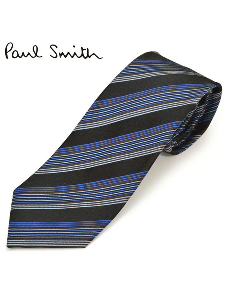 ネクタイ ポールスミス メンズ Paul Smith ストライプ柄シルクネクタイ(サイズ剣幅8cm)eps19w014 ALU16-79 ブラック OEO