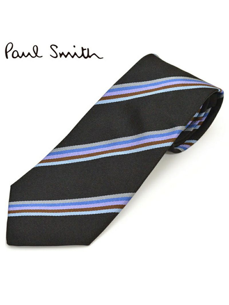 ネクタイ ポールスミス メンズ Paul Smith ストライプ柄シルクネクタイ(サイズ剣幅8cm)eps19w015 ALU17-79 ブラック OEO