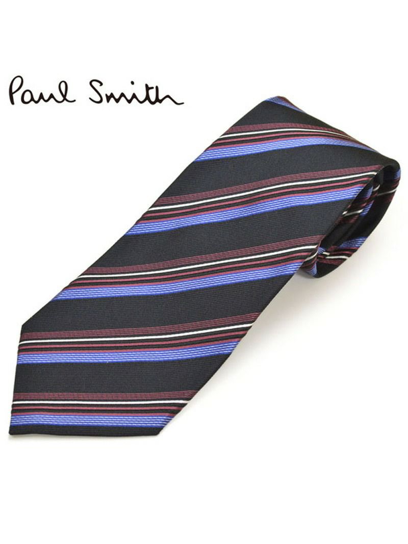 ネクタイ ポールスミス メンズ Paul Smith ストライプ柄シルクネクタイ(サイズ剣幅8cm)eps19w017 ALU18-79 ブラック OEO