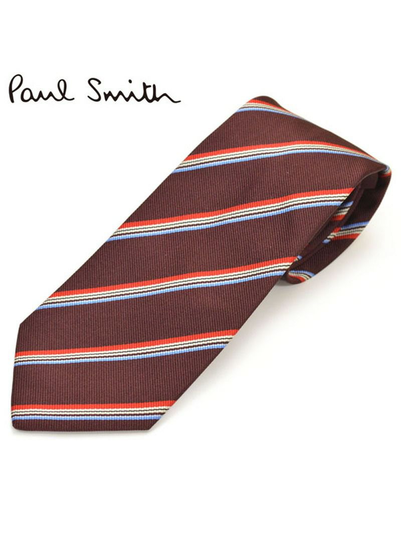 ネクタイ ポールスミス メンズ Paul Smith ストライプ柄シルクネクタイ(サイズ剣幅8cm)eps19w018 ALU19-28 ボルドー OEO