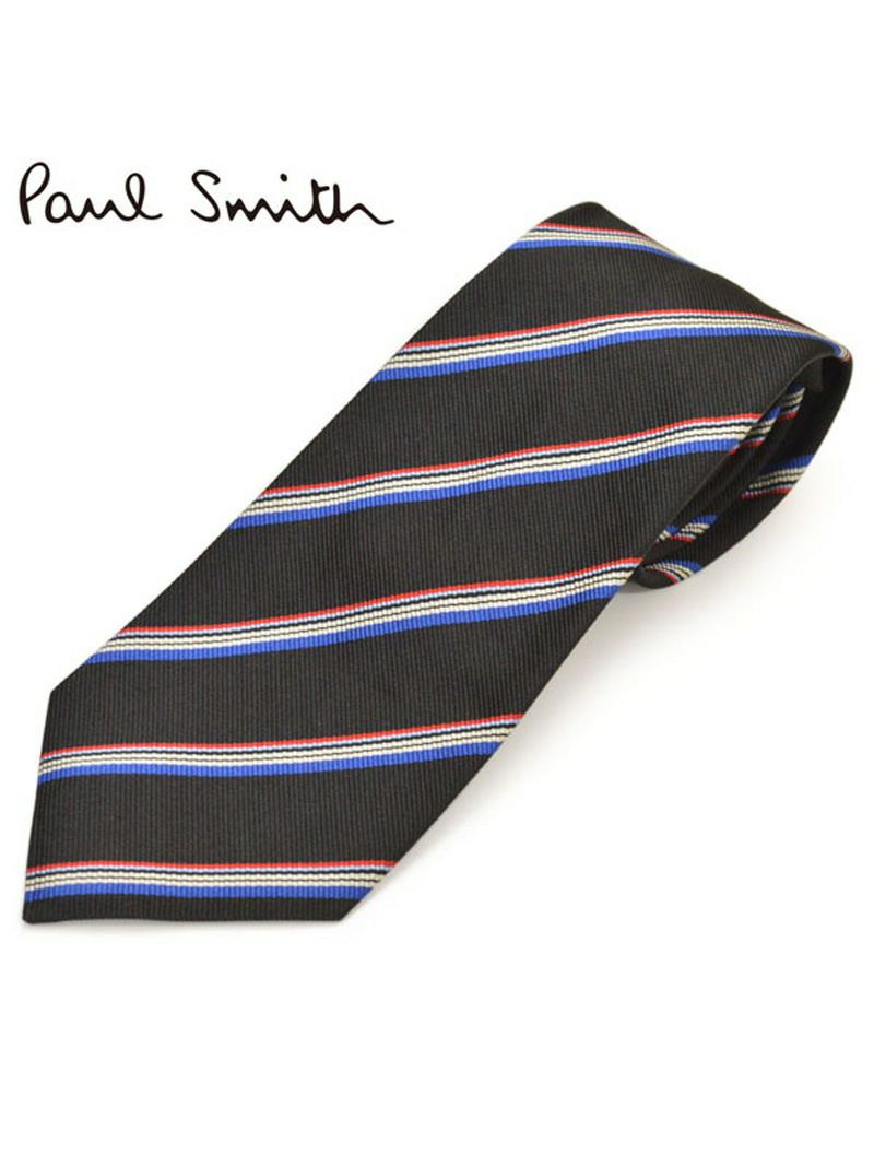 ネクタイ ポールスミス メンズ Paul Smith ストライプ柄シルクネクタイ(サイズ剣幅8cm)eps19w020 ALU19-79 ブラック OEO