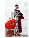 【即納】黒×赤花柄レオパード半身柄デザイン浴衣 ゆきぽよ 着用レディース浴衣2点セット