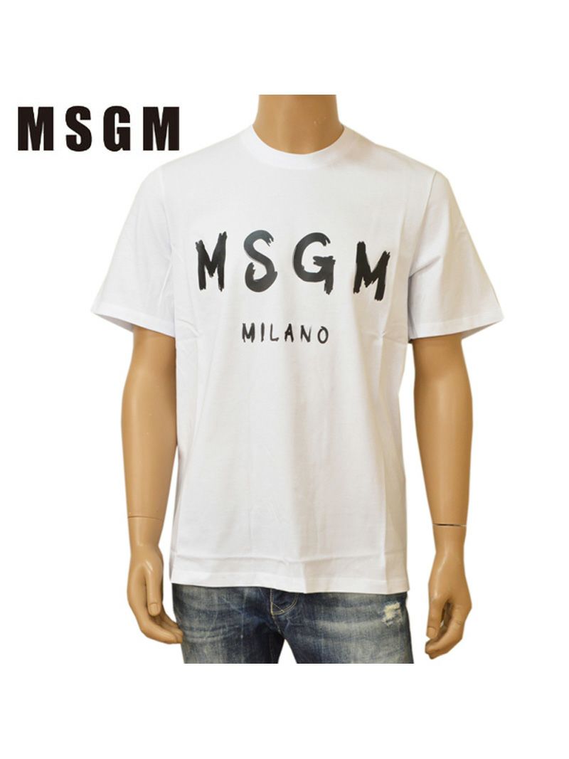 Tシャツ MSGM エムエスジーエム メンズ ロゴ 半袖 emm19s006 20MSGM/MM97 01 WHITE ホワイト OEO