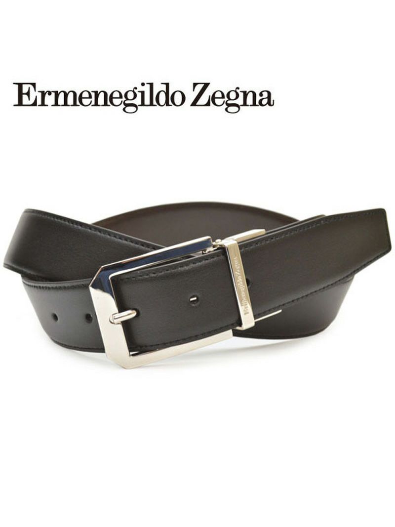 ベルト エルメネジルドゼニア メンズ Ermenegildo Zegna リバーシブルレザーベルト/牛革 サイズ調整可能 eez20s202 ZPJ45-977：ブラック/ブラウン OEO