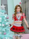 【即納】【サンタコスプレ6点セット】ロリータ風シアードットミニ丈キャバサンタ ロリータえちえち透けサンタコスプレ キャバクライベントやクリスマスパーティーに◎
