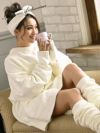 もこもこオーバーサイズ萌え袖パジャマ ゆきぽよ 着用　部屋着【noalice By Ryuyu】【ノアリス】豪華フルセット!ロング丈ボアワンピ無地ルームウェア