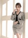 ソフトツイードノーカラーキャバクラスーツ 加賀美早紀 着用レディーススーツ【Belsia/ベルシア】(S/M/L)(ブラック)