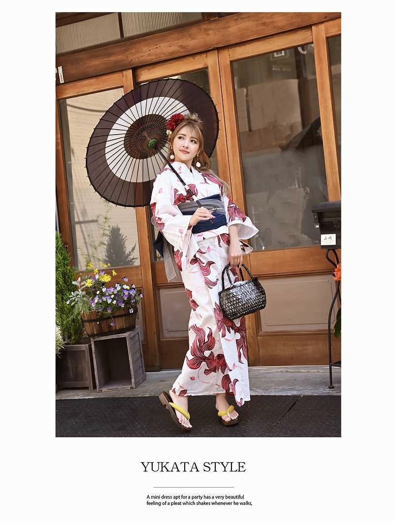 ナチュラルダスティー金魚柄浴衣　レディース 2点SET]ナチュラルダスティー金魚柄浴衣【YUKATA by dazzy 2025