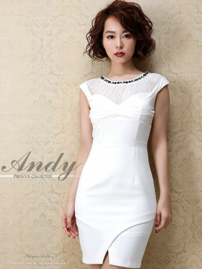 【ANDY/アンディ】ビジュー付きシースルーチューリップカットミニドレス ITK(S/M)(ホワイト)