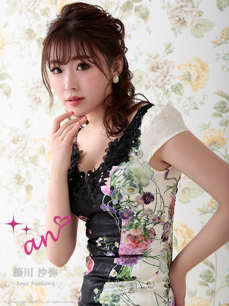 【an/アン】花柄刺繍バイカラータイト高級キャバドレス ITK