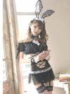 【即納】ハロウィンオフショルドットシースルーバニーランジェリーレディースコスプレ10点セット