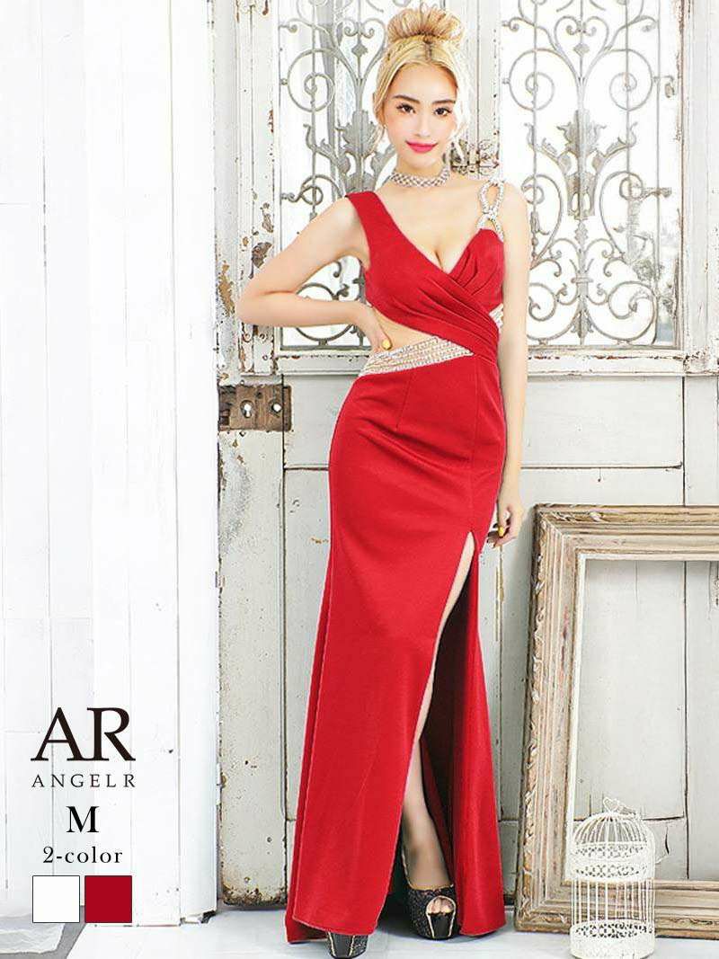 【Angel R/エンジェルアール】煌めくビジュークロスタイトロングドレス