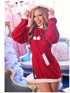 【即納】ビッグシルエットふわもこフード付きサンタコスプレ　えりぴ  着用キャバサンタ【Ryuyu/リューユ】