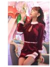 【即納】ワインレッドベロア調サイドスリットサンタコスプレ あいみ 着用キャバサンタ【Ryuyu/リューユ】