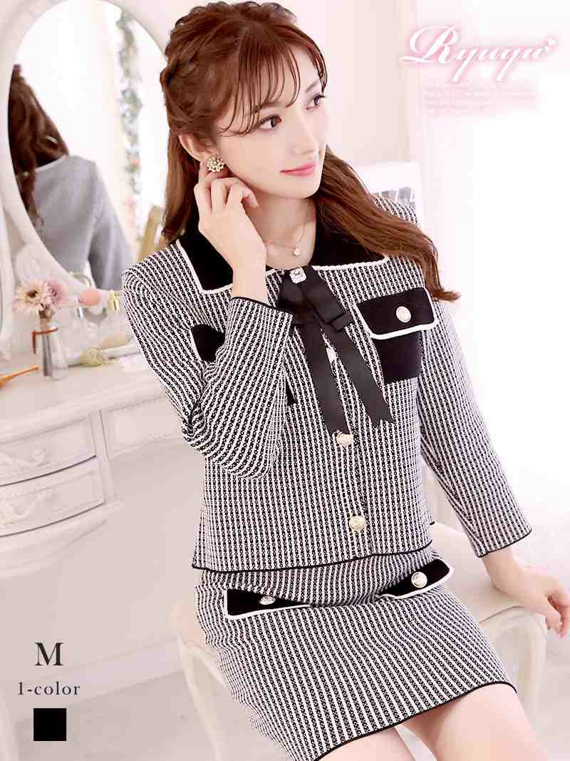 令嬢風ニットキャバスーツ りあな 着用フォーマルスーツ【Ryuyu】(M  