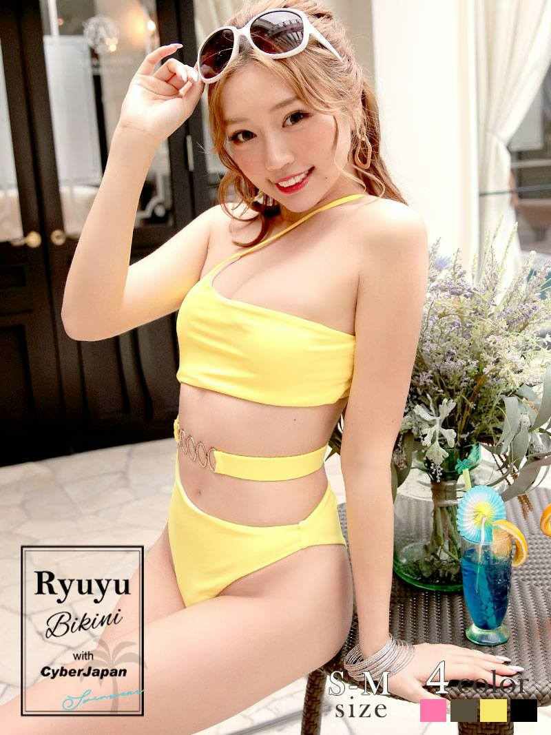 水着 ウエストカットアウトビキニ風モノキニ水着 レディースみずぎ【Ryuyu】