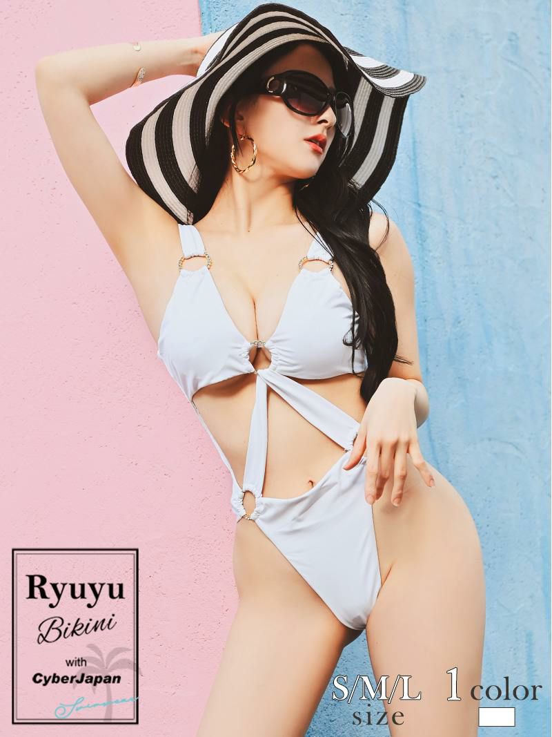 水着 ホワイトカラーインポート風ハイレグモノキニ レディース水着【Ryuyu】