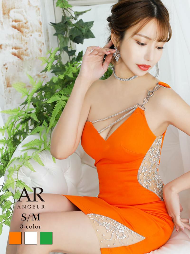 【Angel R/エンジェルアール】ワンショルダービジューチェーンキャバドレス