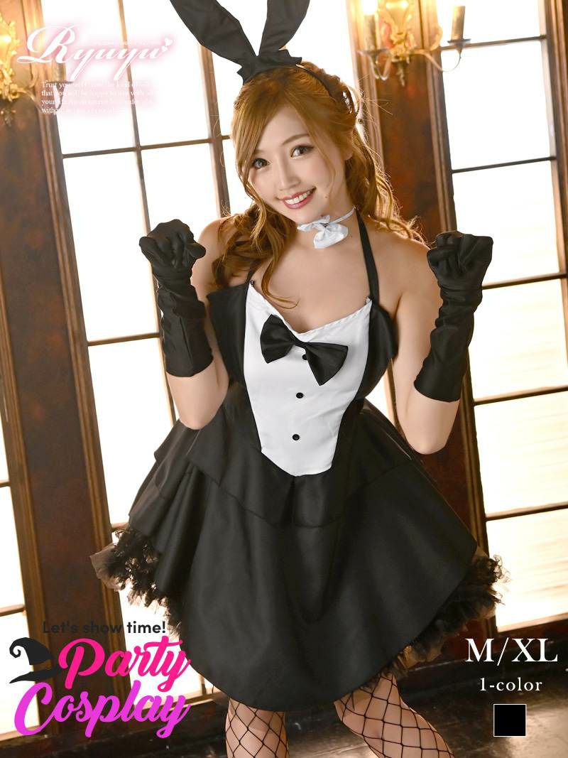 【即納】タキシード風モノトーンバニーハロウィンコスプレ5点セット【Ryuyu/リューユ】