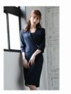 袖付きワンカラードッキングデザインキャバスーツ 加賀美早紀 着用 レディーススーツ【Belsia/ベルシア】
