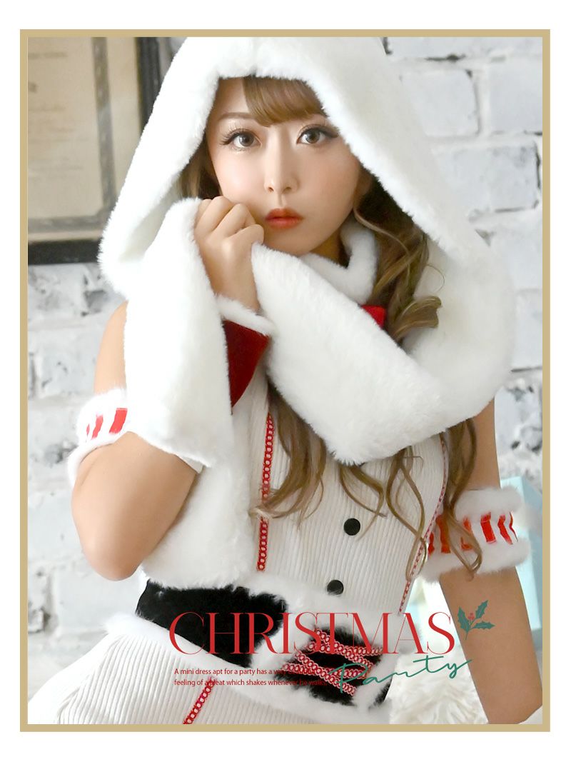 【即納】ホワイト雪だるまニットセットアップクリスマスコスプレ7点セット みりちゃむ 着用 キャバサンタ【Ryuyu/リューユ】