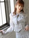 袖付きツイードボウタイリボンキャバスーツ  加賀美早紀 着用キャバスーツ【Belsia/ベルシア】