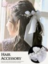 フラワーリボン×パールチェーンヘアアクセサリー【Ryuyu/リューユ】