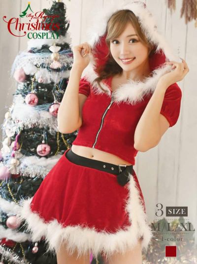 クリスマス 赤 ロング ペプラムサンタ コスプレ サンタコスプレ クリスマス赤ロングペプラムサンタコスプレ