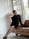 モヘア調フリンジデザイン長袖ニットセットアップレディーススーツ  加賀美早紀 ゆきぽよ 着用キャバスーツ【Belsia/ベルシア】