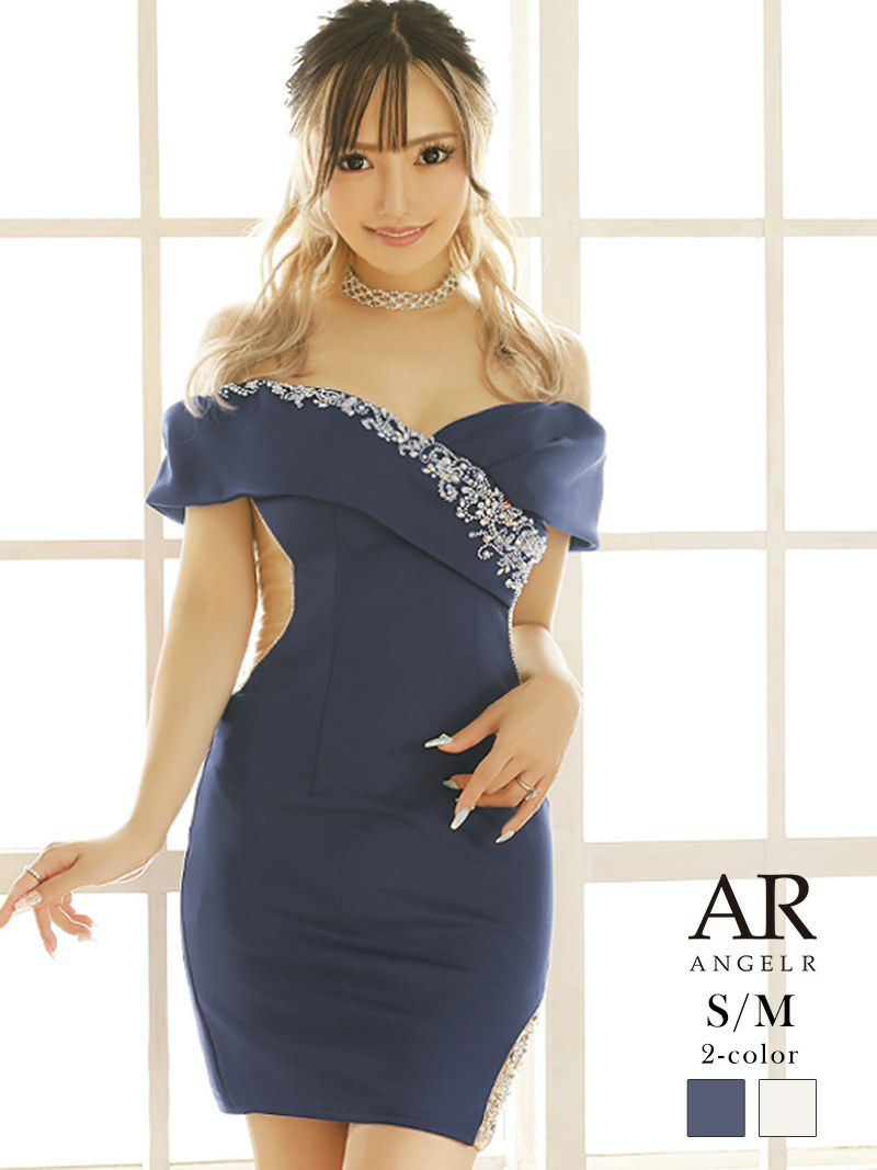 AR ショルダービジューサイド\u0026スカートシアータイトドレス