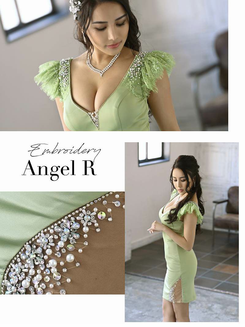【Angel R/エンジェルアール】ビジューフレア袖付きキャバドレス えがさり 着用 ミニドレス