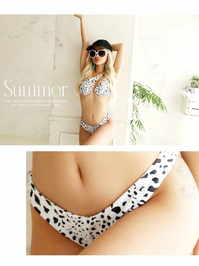 水着FINAL_SALE￥4680→￥2340！ 水着 ヒョウ柄アシンメトリー