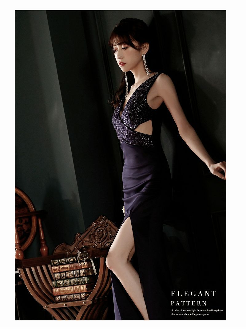 新品未使用 Luxe Style ビジュー 高級ロングドレス キャバドレス 黒-