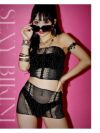 【即納】ブラックカラーラメメッシュレイヤードバンドゥビキニ4点セット MIYU着用 レディース水着【Ryuyu/リューユ】