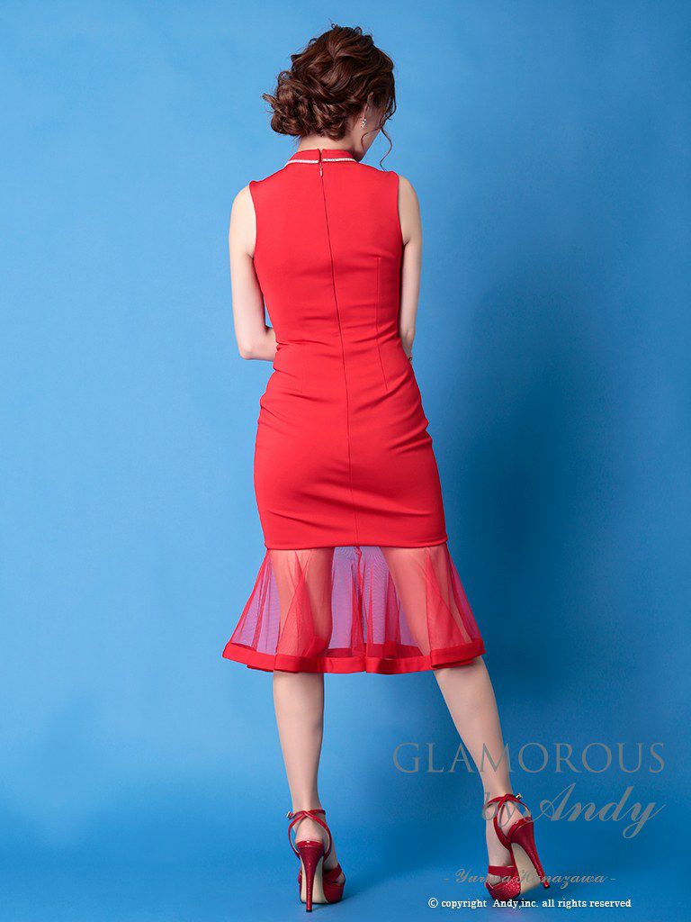 【GLAMOROUS/グラマラス】ワンカラーシアーデザインマーメイドタイトドレス ITK