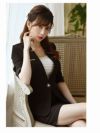 袖付きタイトスカートノーカラーキャバスーツ 加賀美早紀 着用 レディーススーツ【Belsia/ベルシア】