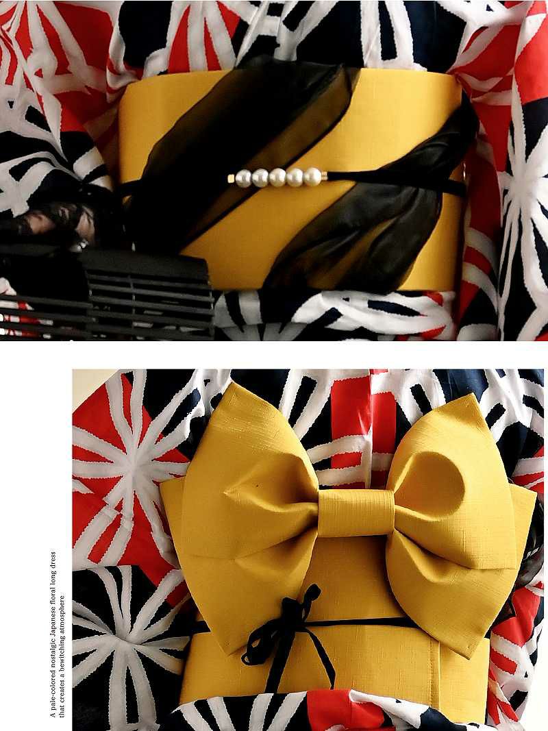 【即納】赤×黒麻の葉柄デザイン高級浴衣 KANO 着用 レディース浴衣2点セット【Ryuyu/リューユ】