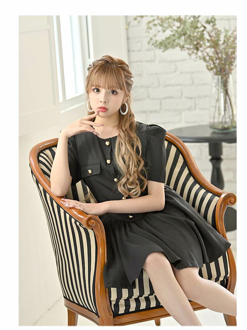 20%OFF]SALE￥7128→￥5702！ 袖付き韓国チックフレアキャバドレス