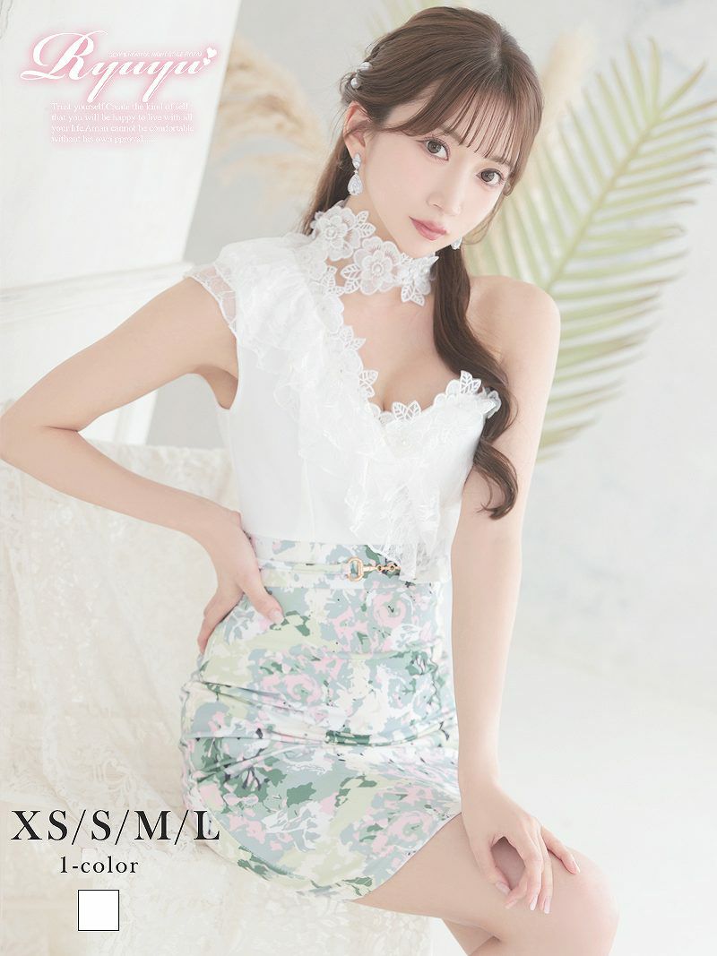 立体レースワンショルダータイトキャバドレス【Ryuyu】