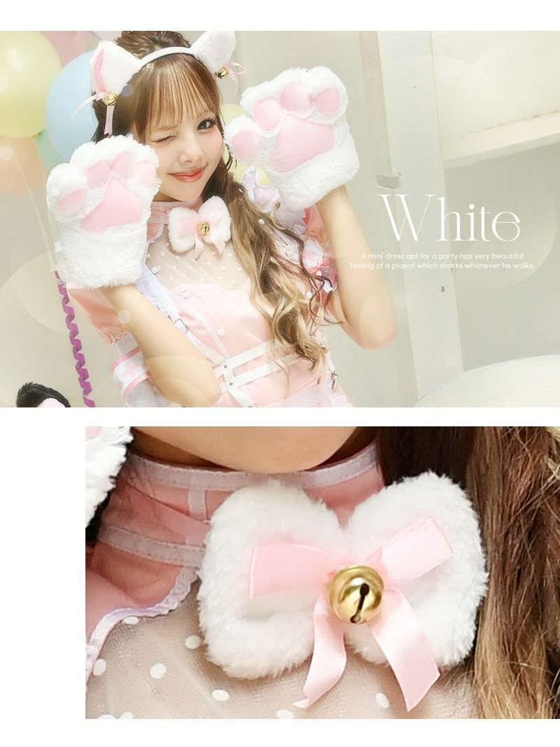 【即納】もこもこ豪華ネココスプレ小物セット あいさ あいみん ゆずは 着用 レディースコスプレ小物【Ryuyu/リューユ】