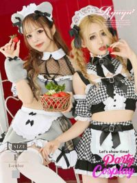 【即納】グレーデザインボアくまメイドギャルコスプレ8点セット あいさ 着用 レディースコスプレ【Ryuyu/リューユ】(フリーサイズ)(グレー)