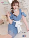 オープンショルダー膝丈レース袖付きキャバドレス りせり 着用 ミニドレス【RyuyuChick】